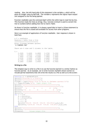 Programming withmatlab | PDF