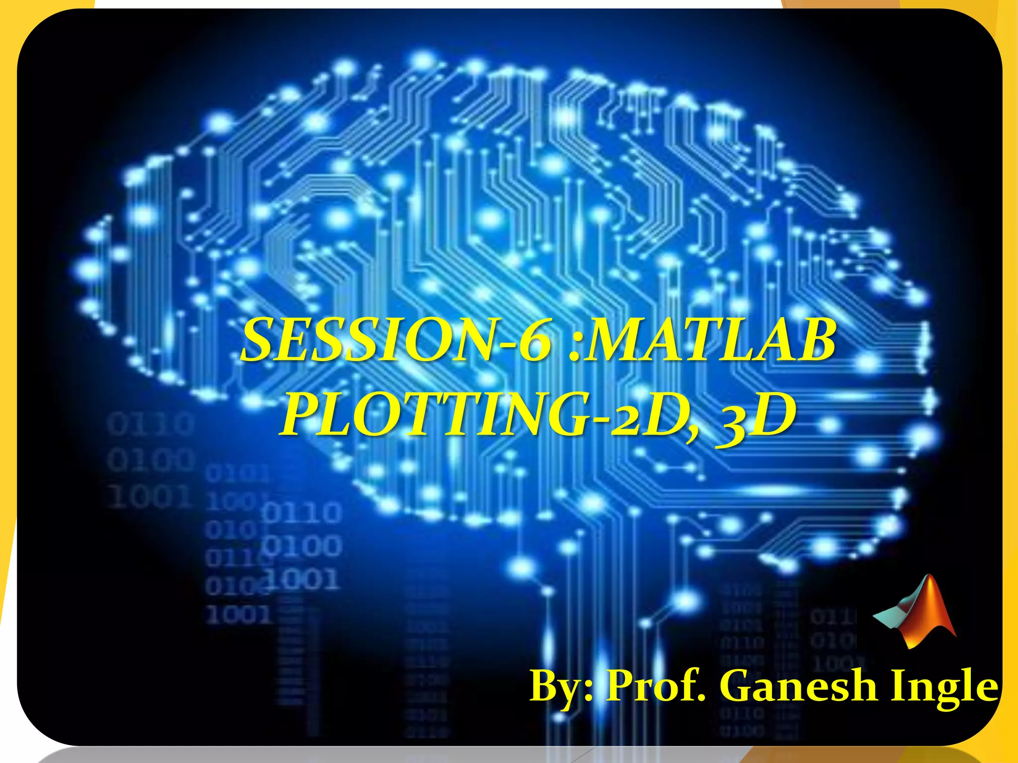 SESSION-6 :MATLAB
PLOTTING-2D, 3D
By: Prof. Ganesh Ingle
 