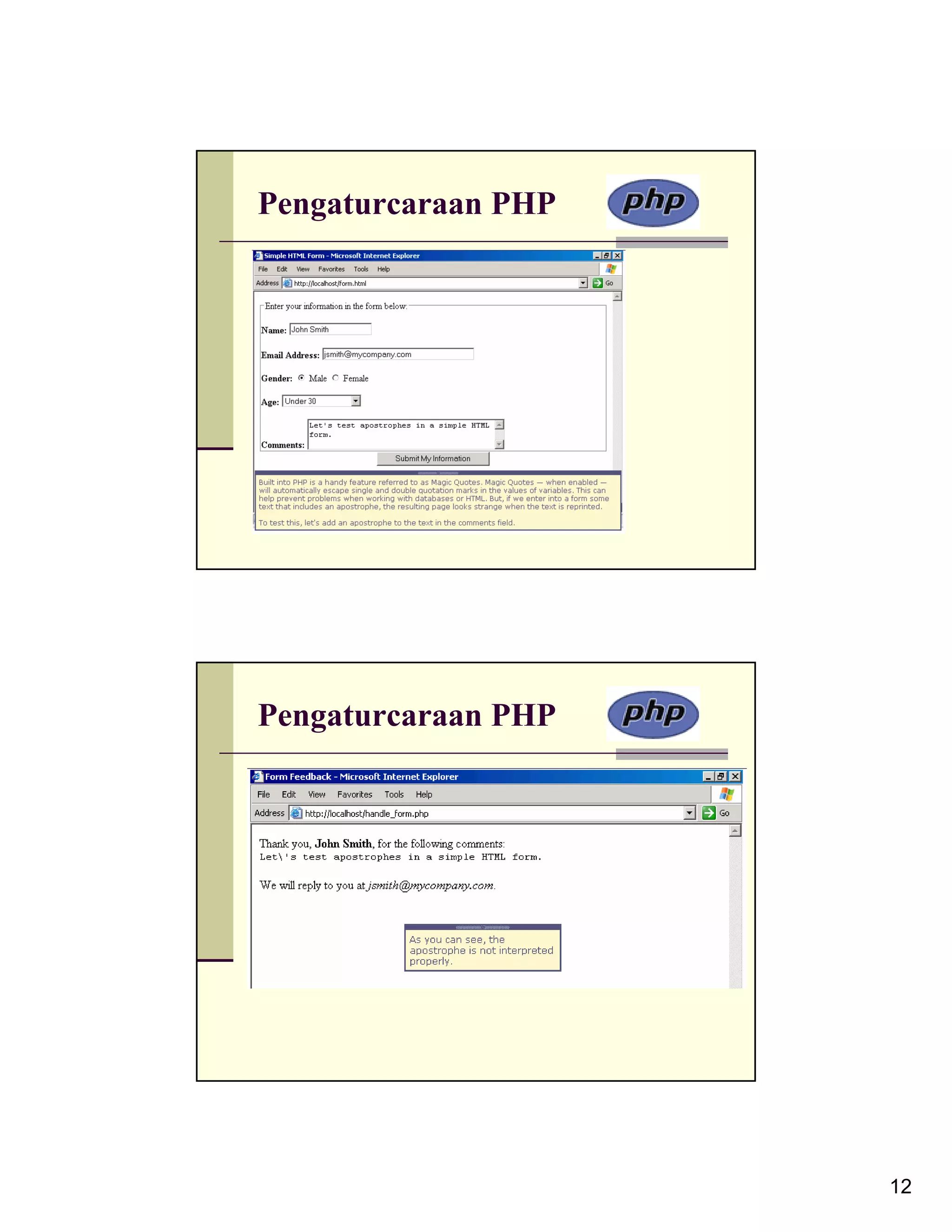Pengaturcaraan PHP Pengaturcaraan PHP 12 