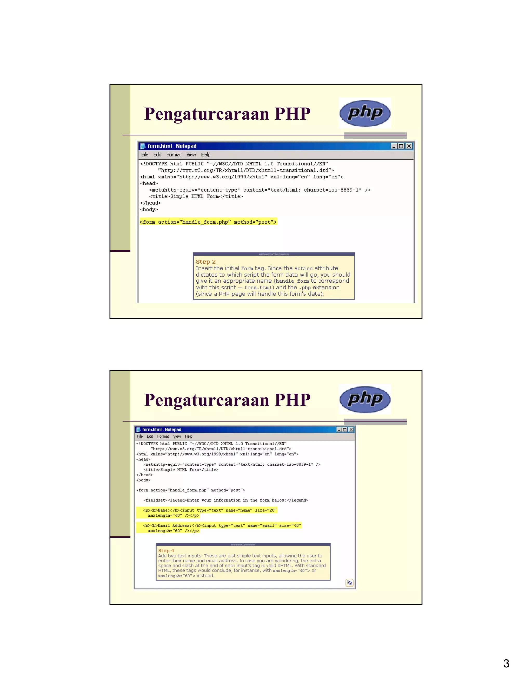 Pengaturcaraan PHP Pengaturcaraan PHP 3 