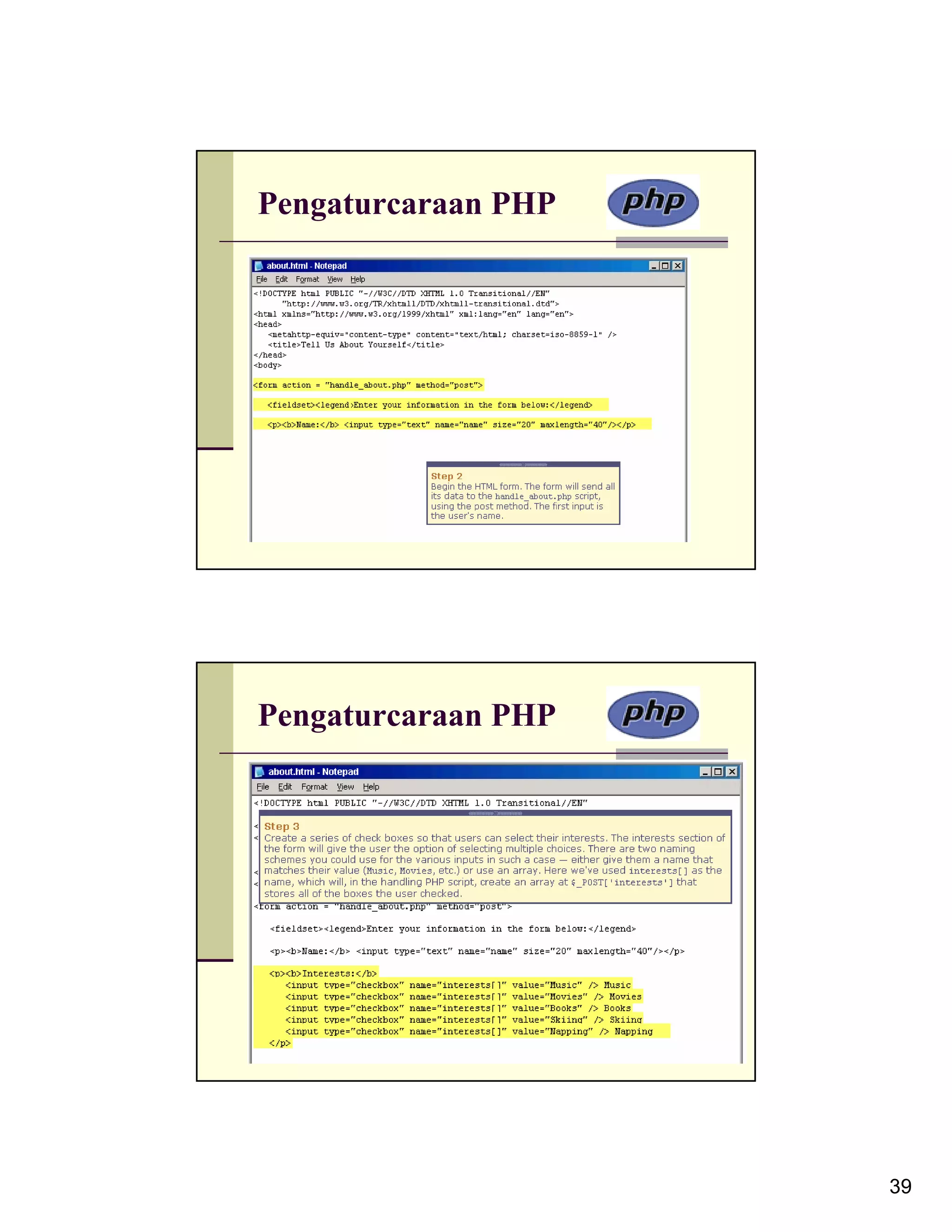 Pengaturcaraan PHP Pengaturcaraan PHP 39 