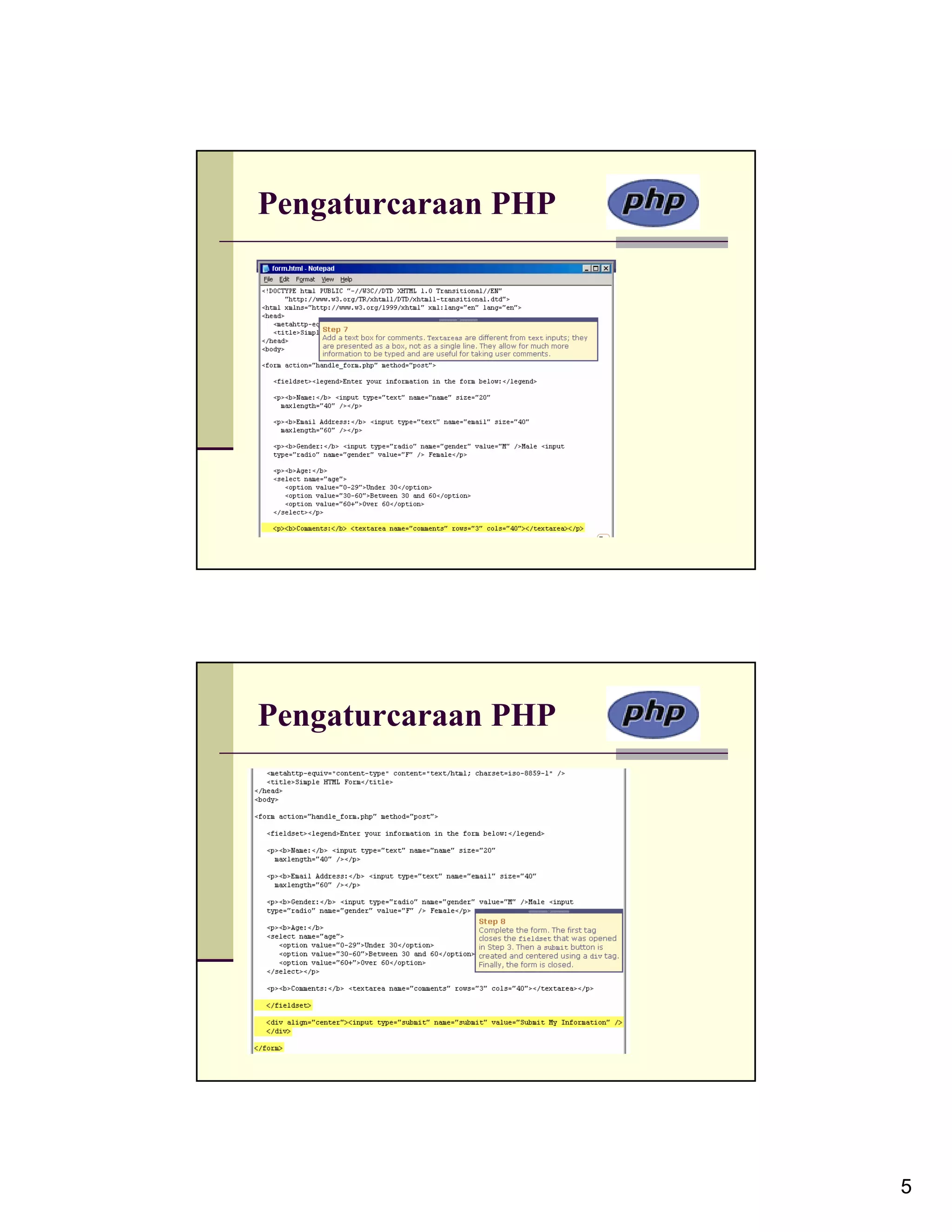 Pengaturcaraan PHP Pengaturcaraan PHP 5 