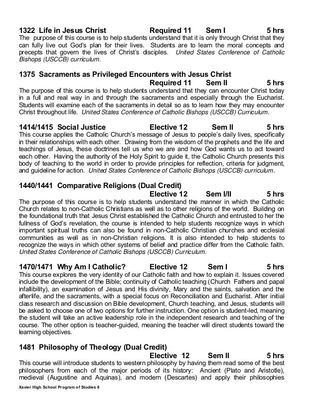 Xavier High School Program Of Studies 2019 2020