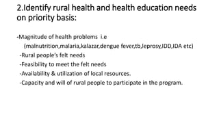 Health promotion and education Program on rural setting | PPTX