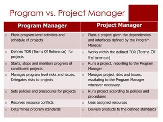 Program Vs Project Strategy Program or project management process report | PPTX