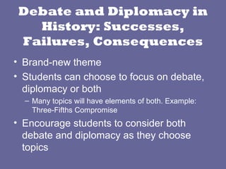 debate and diplomacy in history topic ideas 2021