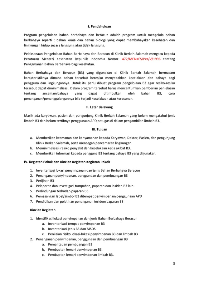 Program Pengelolaan B3 Docx