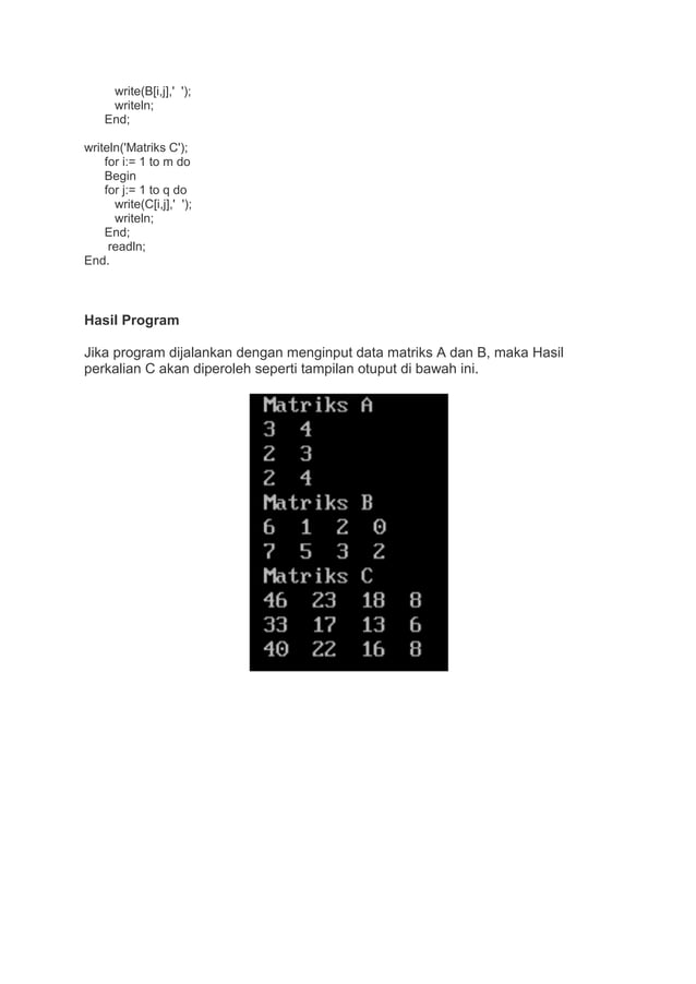 Program dan Flowchart Perkalian Matriks | PDF