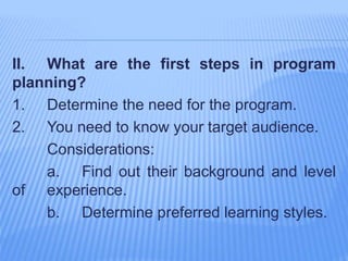 Program planning | PPTX