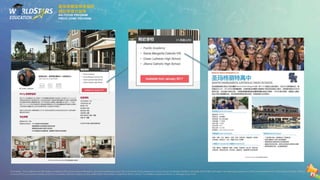 區域學校介紹
最強美國留學後服務
績效管理式留學
AIS FOCUS PROGRAM
PRECO HOME PROGRAM
Disclaimer.The contents and information contained in this brochureare intended for general marketing purpose only and should notbe reliedupon byany person as beingcomplete or accurate.World Stars Education,its employees,agents and otherrepresentativeswill notacceptanyliability suffered
or incurred by any person arising outofor in connection with any reliance on the contentofthe information contained in this brochure.The limitation applies to all loss or damage orany kind.
 