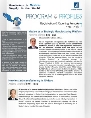 Manufacuting in Mexico, Supply to the World Workshop 2012
