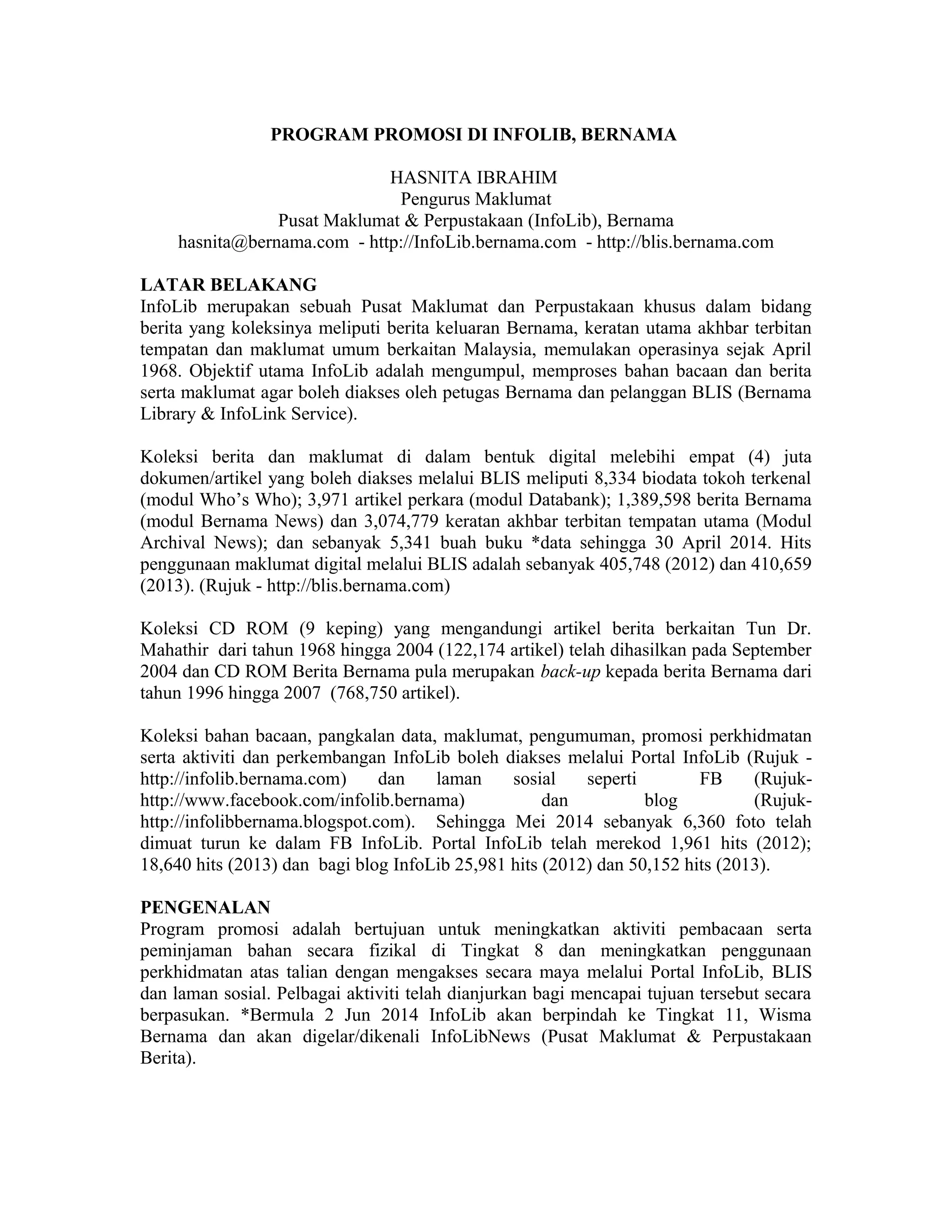 Program promosi infolib bernama | DOC