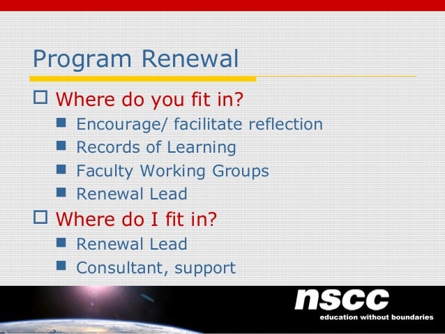 Program Renewal for NSCC Schools 2010-11