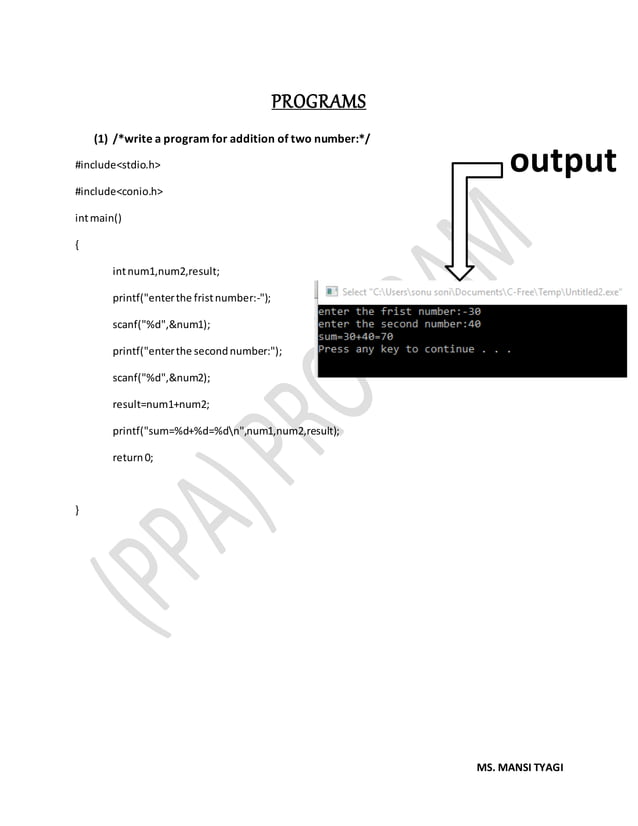 C Language Programs | DOCX