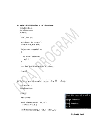 C Language Programs | DOCX