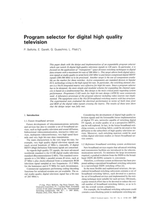Program Selector For Digital High Definition Television (HDTV)