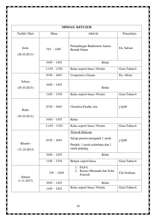 Program Selepas UPSR 2013