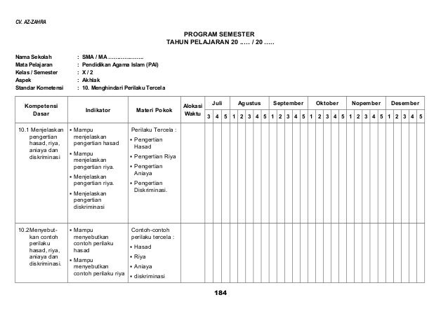 Program semester pai