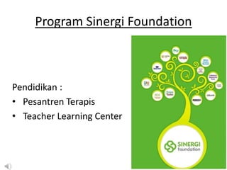 Program Sinergi Foundation
Pendidikan :
• Pesantren Terapis
• Teacher Learning Center
 