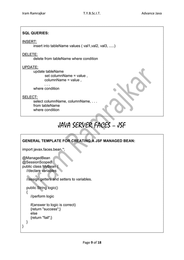 Advance Java Programs skeleton | DOCX