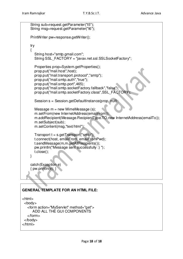 Advance Java Programs skeleton