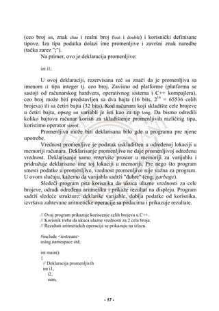 Programski jezik C++ sa rešenim zadacim | PDF