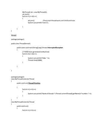 Programs on multithreading