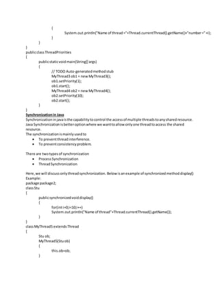 Programs on multithreading