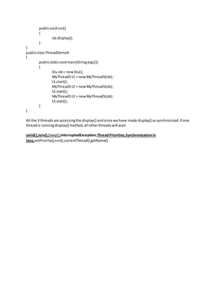 Programs on multithreading