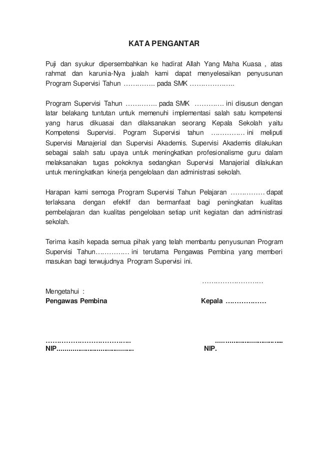 Program supervisi kepala sekolah contoh untuk smk