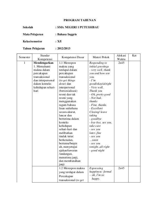 Program tahunan Bahasa Inggris