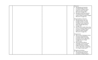 Menanya
 Mengajukan pertanyaan
tentang berbagai bentuk
ancaman terhadap negara
Indonesia dalam bingkai
Bhinneka Tunggal Ika
 Mengidentifikasi pertanyaan
tentang ancaman terhadap
negara Indonesia dalam bingkai
Bhinneka Tunggal Ika
Mengumpulkan informasi
 Mengumpulkan data dari
berbagai sumber tentang
berbagai bentuk ancaman
terhadap negara Indonesia
dalam bingkai Bhinneka
Tunggal Ika
 Menentukan sumber data yang
sesuai tentang berbagai bentuk
ancaman terhadap negara
Indonesia dalam bingkai
Bhinneka Tunggal Ika
Mengasosiasi
 Menentukan hubungan antara
ancaman yang dilakukan
terhadap Indonesia dengan
lemahnya rasa ke-Bhinneka
Tunggal Ika-an sebagai
warganegara
 Menyimpulkan adanya
hubungan antara ancaman
yang dilakukan terhadap
Indonesia dengan lemahnya
rasa ke-Bhinneka Tunggal Ika-
an sebagai warganegara
Mengkomunikasikan
 Menyajikan hasil diskusi
tentang berbagai bentuk
ancaman terhadap Negara
 