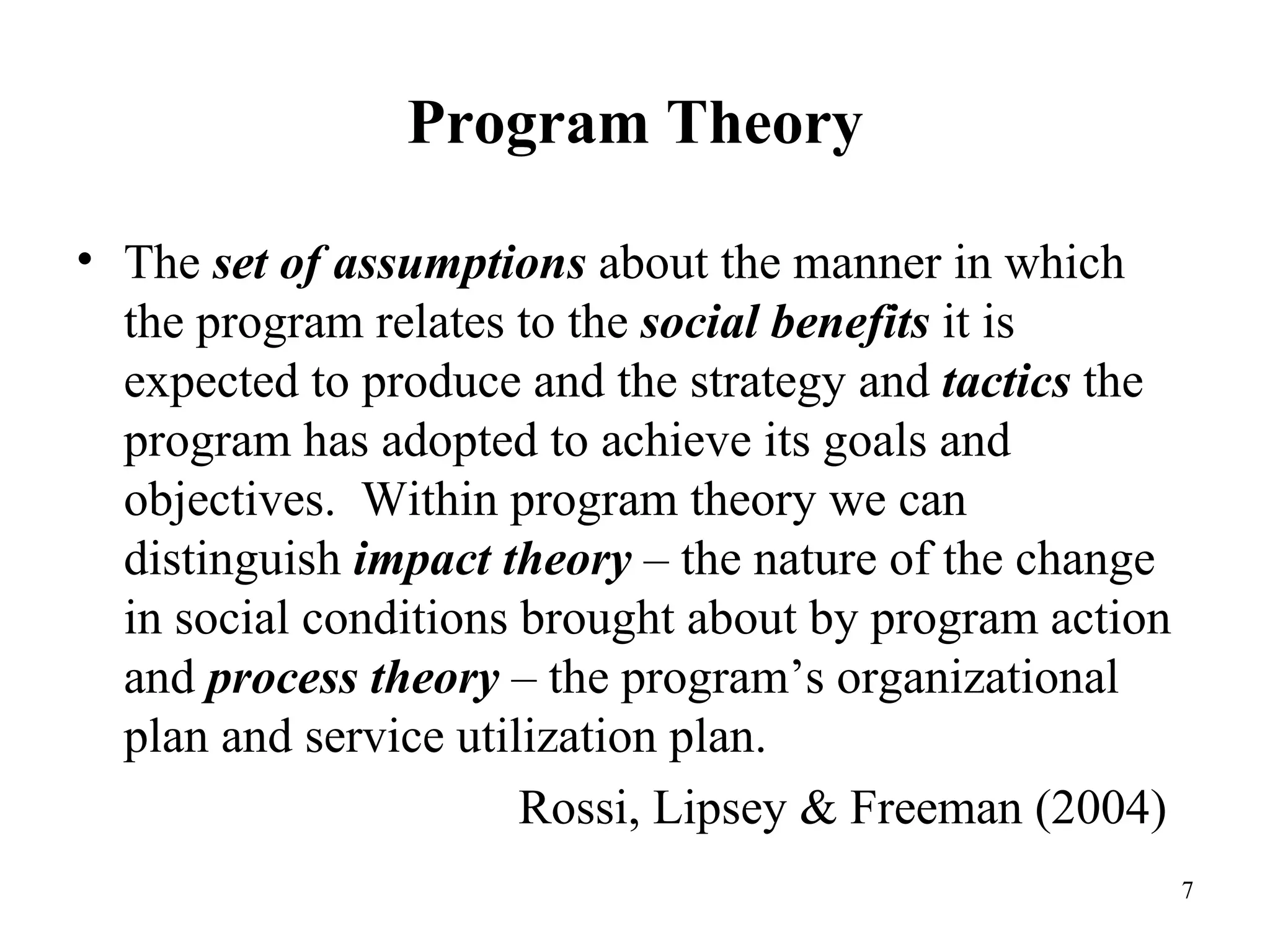 Program Within Program Program Theory Lecture University of San Diego October 2006 | PPT