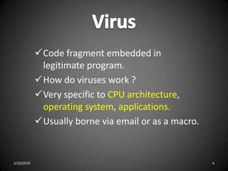 VirusCode fragment embedded in legitimate program.
