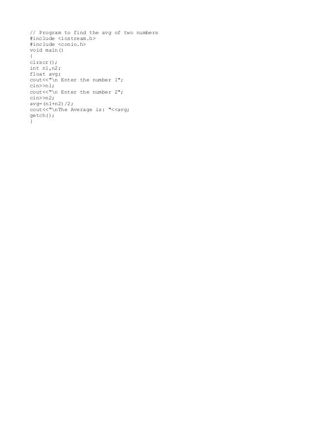 Program to find the avg of two numbers