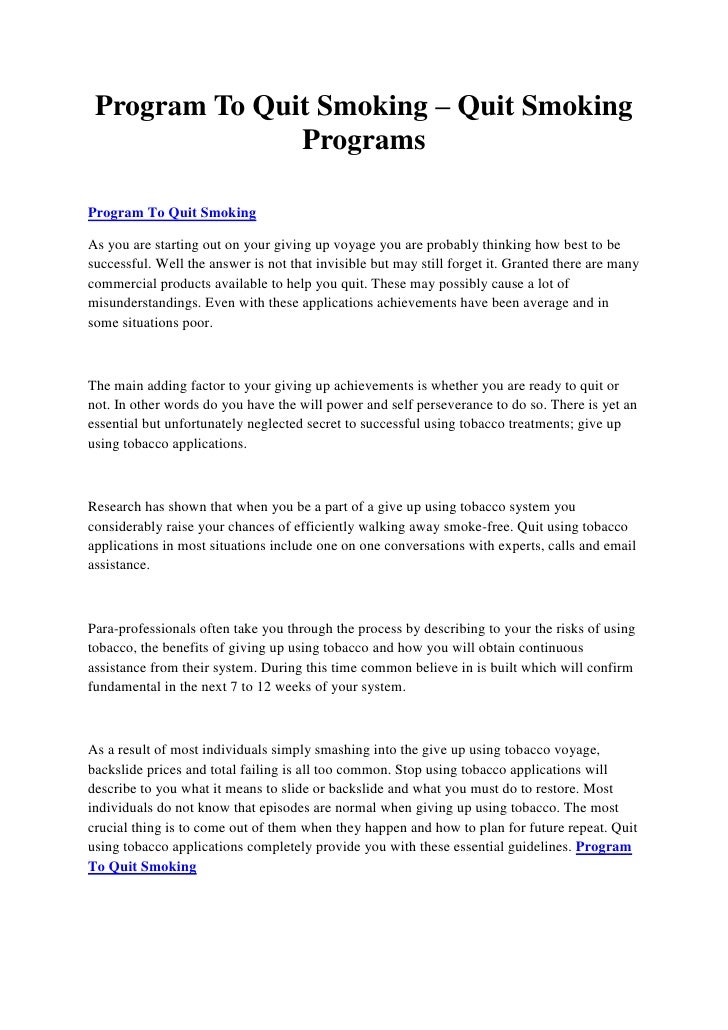 Program To Quit Smoking Quit Smoking Programs