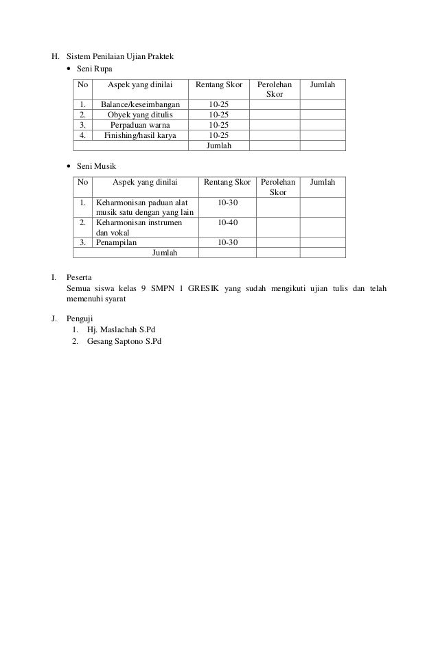 Ujian Praktek Matematika Smp