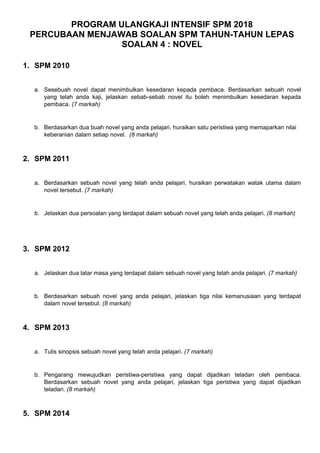 Program Ulangkaji Intensif Spm 2018 Novel