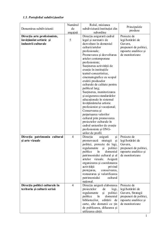 Programul De Dezvoltare Strategică Al Ministerului Culturii Pentru An