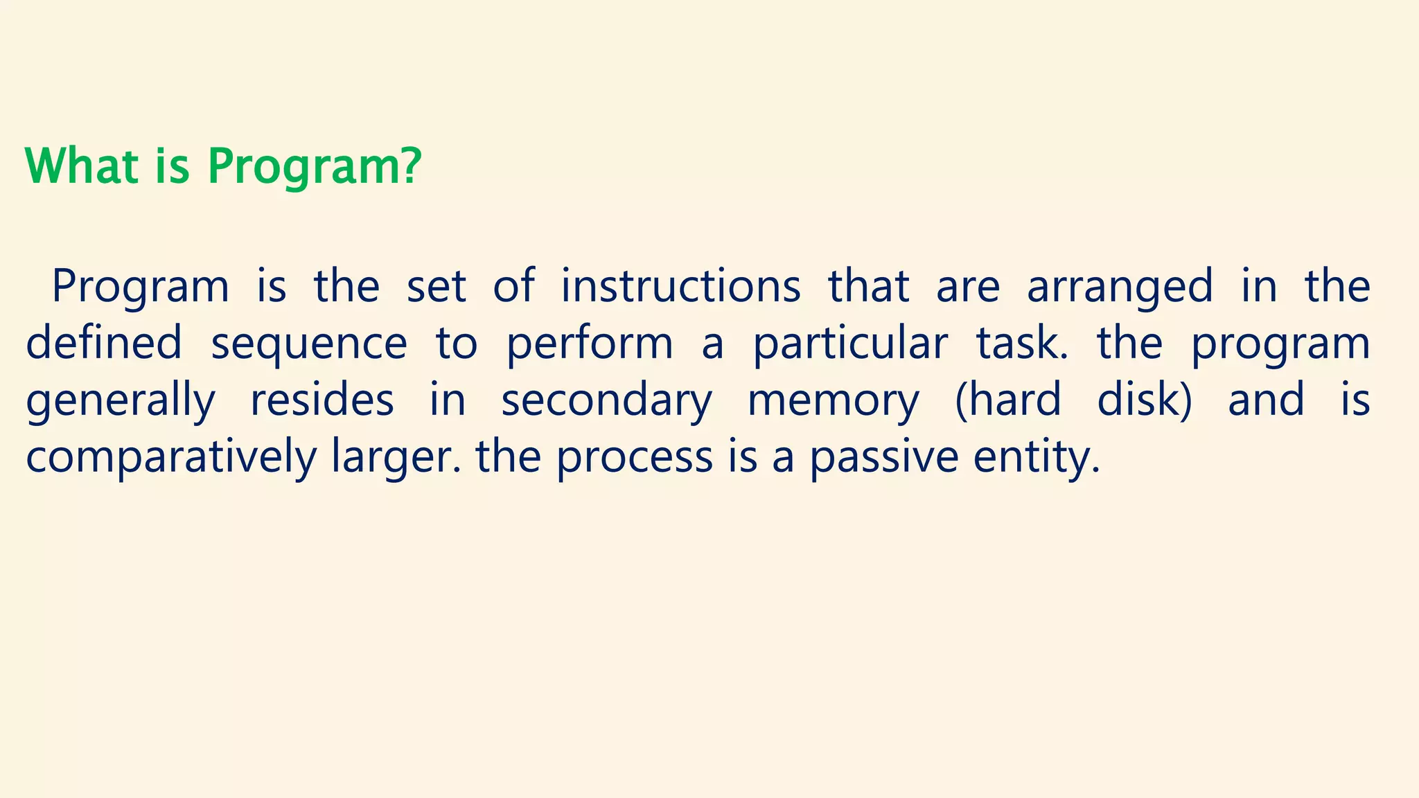 Difference Program vs Process vs Thread | PPTX