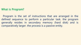 Difference Program vs Process vs Thread | PPT
