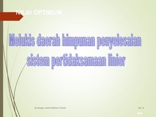 bbs
Hal.: 6Isi dengan Judul Halaman Terkait
NILAI OPTIMUM
 