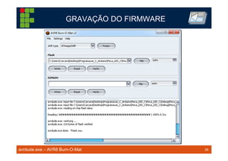 26TM 26
GRAVAÇÃO DO FIRMWARE
avrdude.exe – AVR8 Burn-O-Mat
 