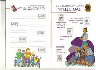 OUTROS OBJ ETIVOS QU E                              MEU DESENVOLVIMENTO
                            PRETENDO CONQUISTAR PARA MEU
                 -~-                DESENVOLVIMENTO          FíSICO
                                                                                         INTELECTUAL
                                                       ____                          r

                                                                        ..           ~
                                                                                            -------::-:=,




                                                                                            III
                                                                                     r
                                                              a- '.
                                                                        .
                                                                   .'.. ... ".
                                                                                     ,
                                                                                     r


                                                                                                                                               lI'~·
                                                                                                                                               ___     r
                                                   .
                                                       ~                             r
                                                        ----r
                                                       ~rrr'-"'r~rr"r
                                                                                                                      Tiro minhas próprias :           ~rr~~
                                                                                                                  conclusões dos fatos que
 ______                 r                                                                  ,..,-rrrr,..,..,. r
                                                                                                                       acontecem a minha

 I~···I~-
 ----r
        .'. ..
          -'.
rrrr-rr,...".-rrr,...
                        r
                        ~-----
                                                                                         Eu me preocupo
                                                                                         em saber sempre
                                                                                          mais sobre os
                                                                                                                                     volta.


                                                                                          temas que me           ___    r




                                                                                                                 li!
                                                                                            interessam.
                                                   ------==
                                                         ..
                                                                                 r
                                                                                 ~
                                                           a- '.     ".          r

                                                  ~
                                                                    .
                                                             .' - - '..          ,
                                                                                 r
                                                                                 (
                                                   ----r
                            ____              r   r~r,...'-rrrrr"'r
                                                                                                  Eu me interesso pela
                                       ..     ~                                                   leitura sobre diversos
                                .-: . .-...   ~

                             ----, ,
                                   -•.        r                                                   temas.
                            ~
                            rrrr,...rrrrrrr




                                                                                         Posso analisar
                                                                                     r   uma situação a
                                                  .~-,.                 11"..        r
                                                                                         partir de .
                                                             rv '.  ".
                                                               .'. ..                r
                                                                                     r
                                                                    - '.             r   diferentes
                                                       ----, r
                                                      rrr-rr,.-,.",rrrr                  pontos de vista.
 