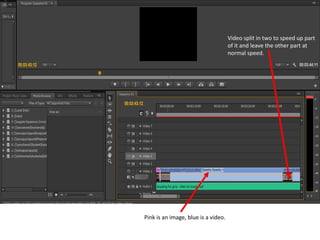 Pink is an image, blue is a video.
Video split in two to speed up part
of it and leave the other part at
normal speed.
 