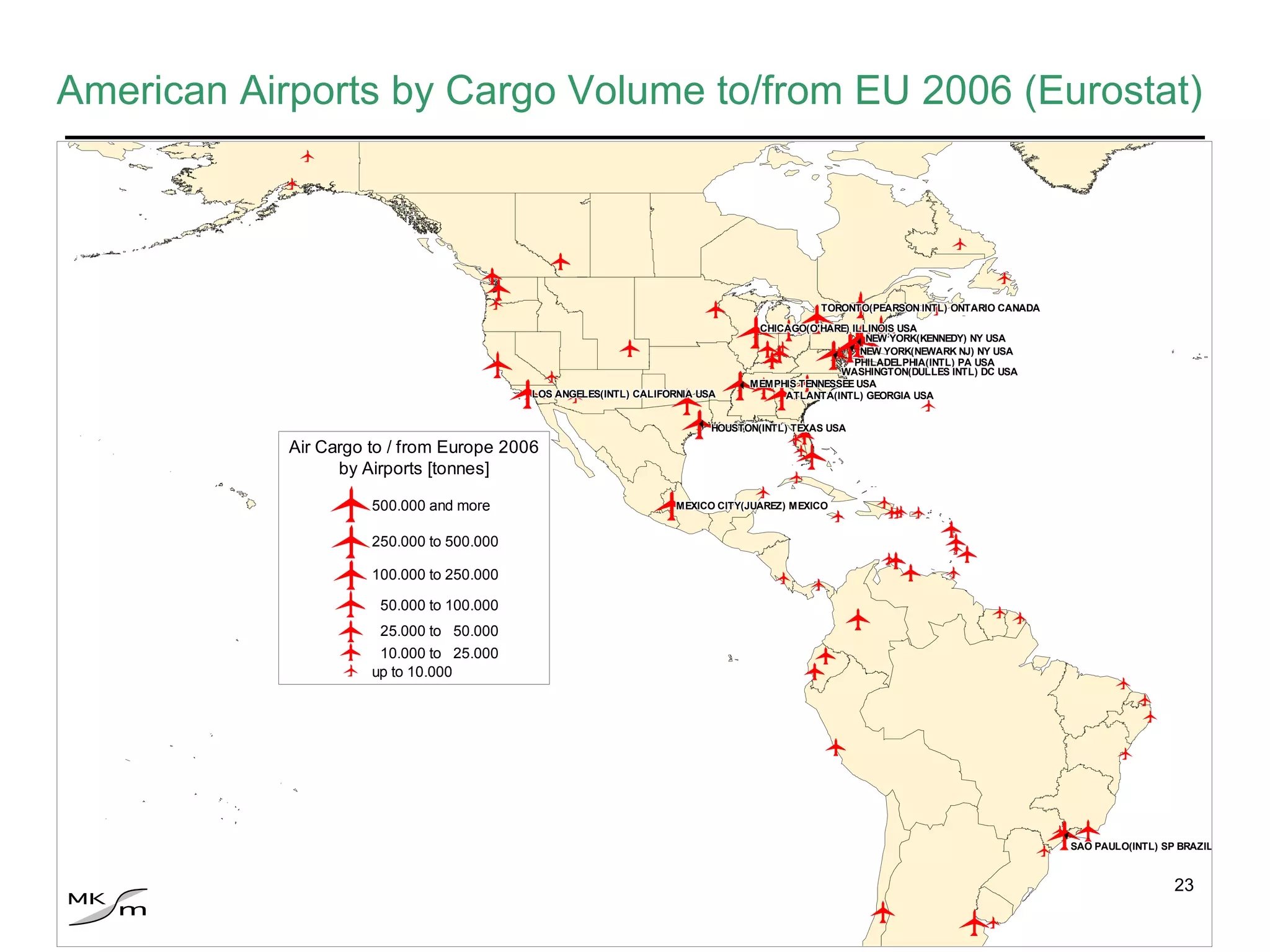 American Airports by Cargo Volume to/from EU 2006 (Eurostat)  