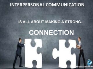 PROGRESS ACADEMY
INTERPERSONAL COMMUNICATION
IS ALL ABOUT MAKING A STRONG…
CONNECTION
 
