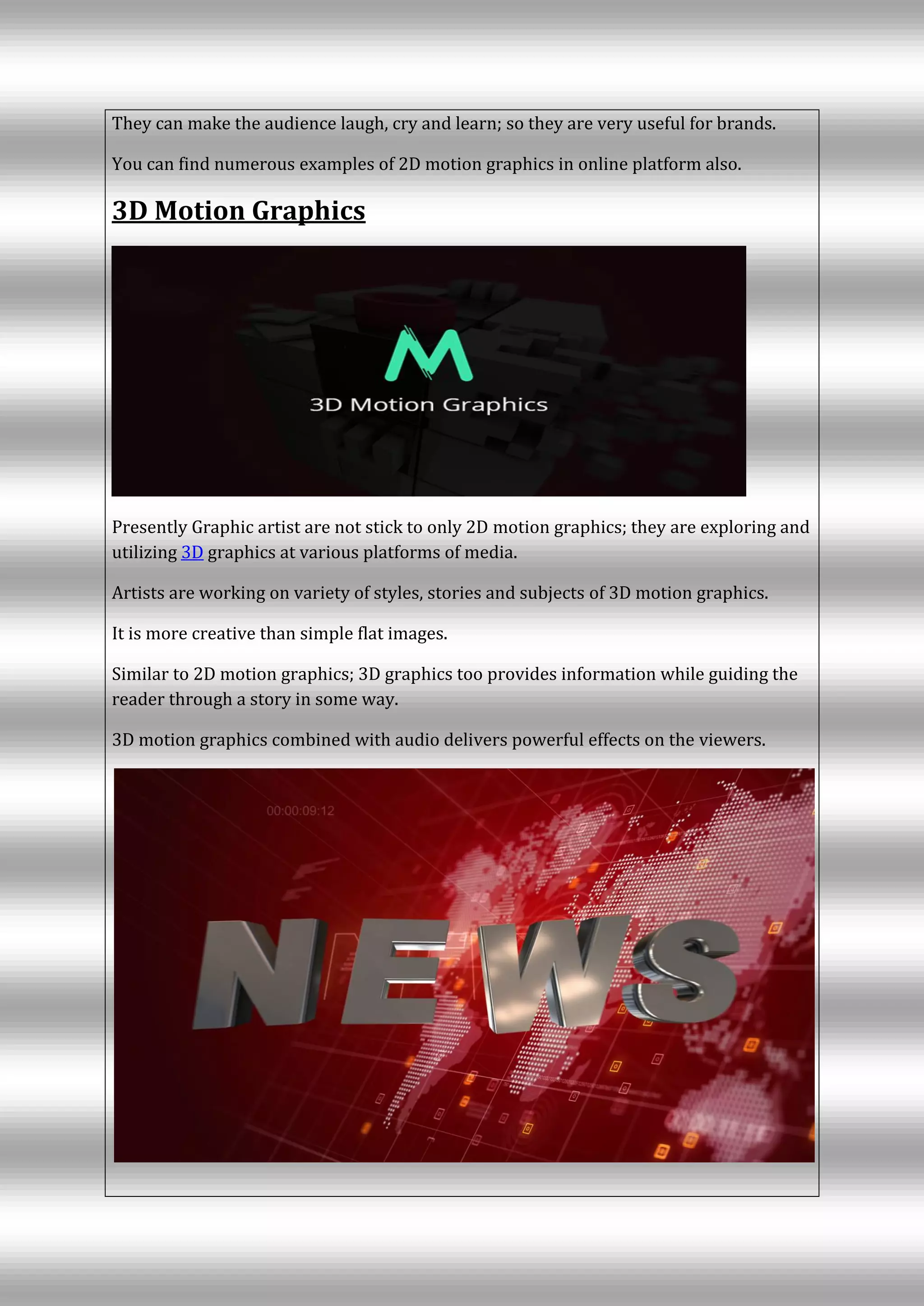 Progress From 2D To 3D Motion Graphics | PDF