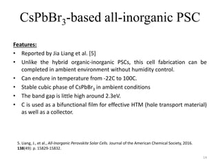 Progress in all inorganic perovskite solar cell | PPTX