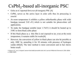 Progress in all inorganic perovskite solar cell | PPTX